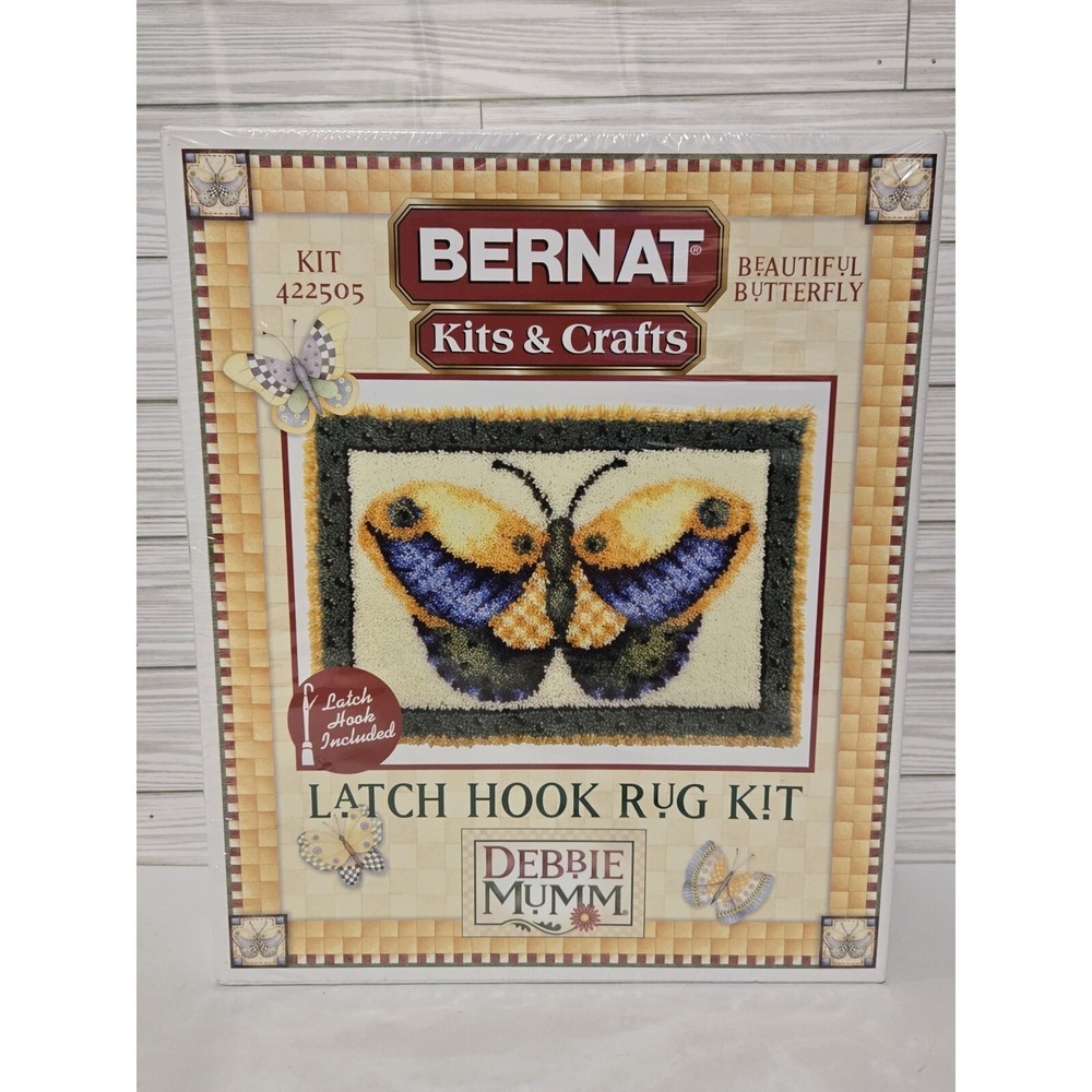 NEW Vintage Bernat Latch Hook Kit Debbie Mumm BEAUTIFUL BUTTERFLY‎ 422505
